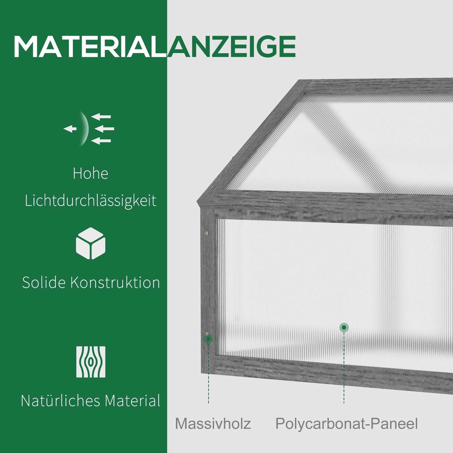 Mini Wooden Cold Frame Greenhouse, Winterproof, 90x52x49.5 cm
