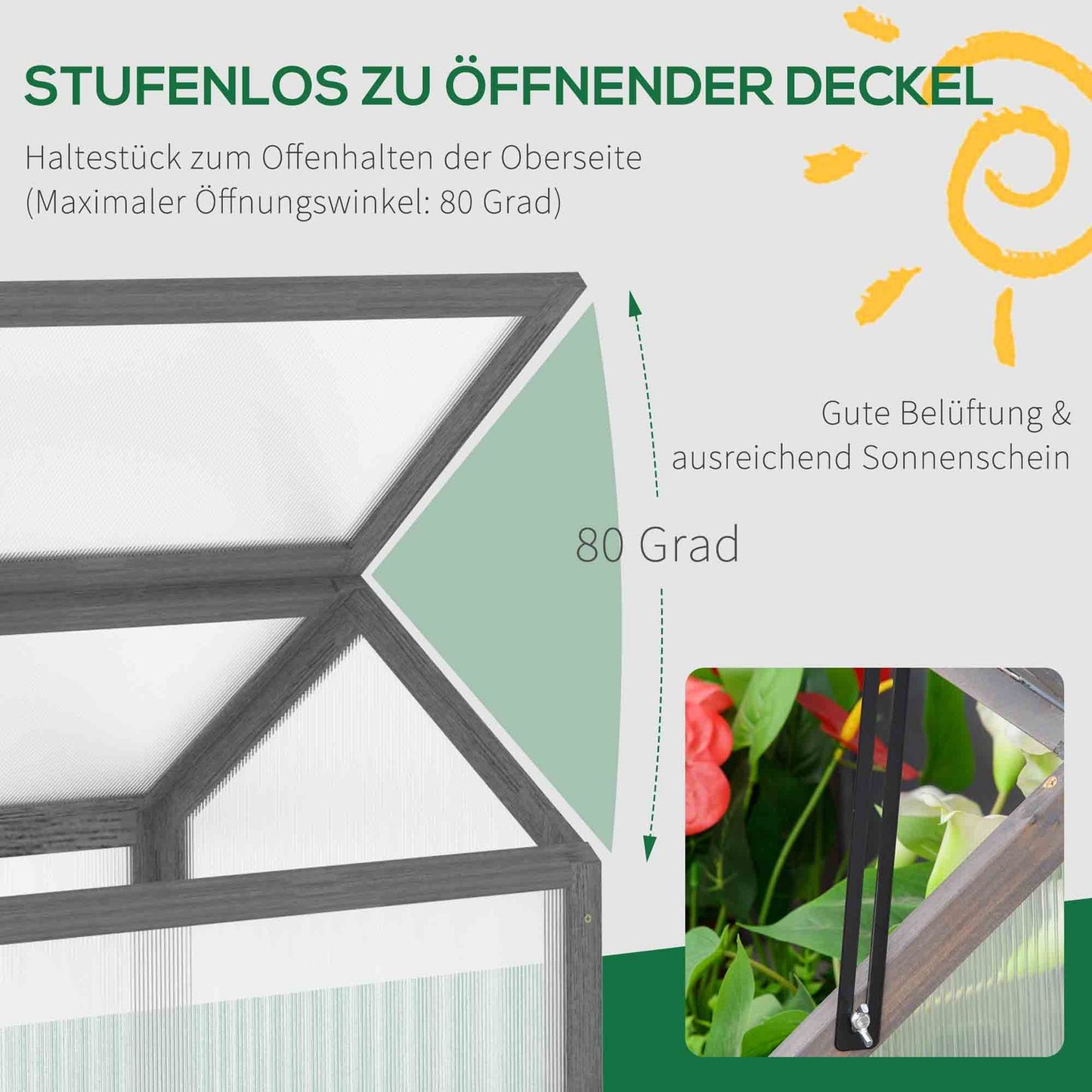 Mini Wooden Cold Frame Greenhouse, Winterproof, 90x52x49.5 cm