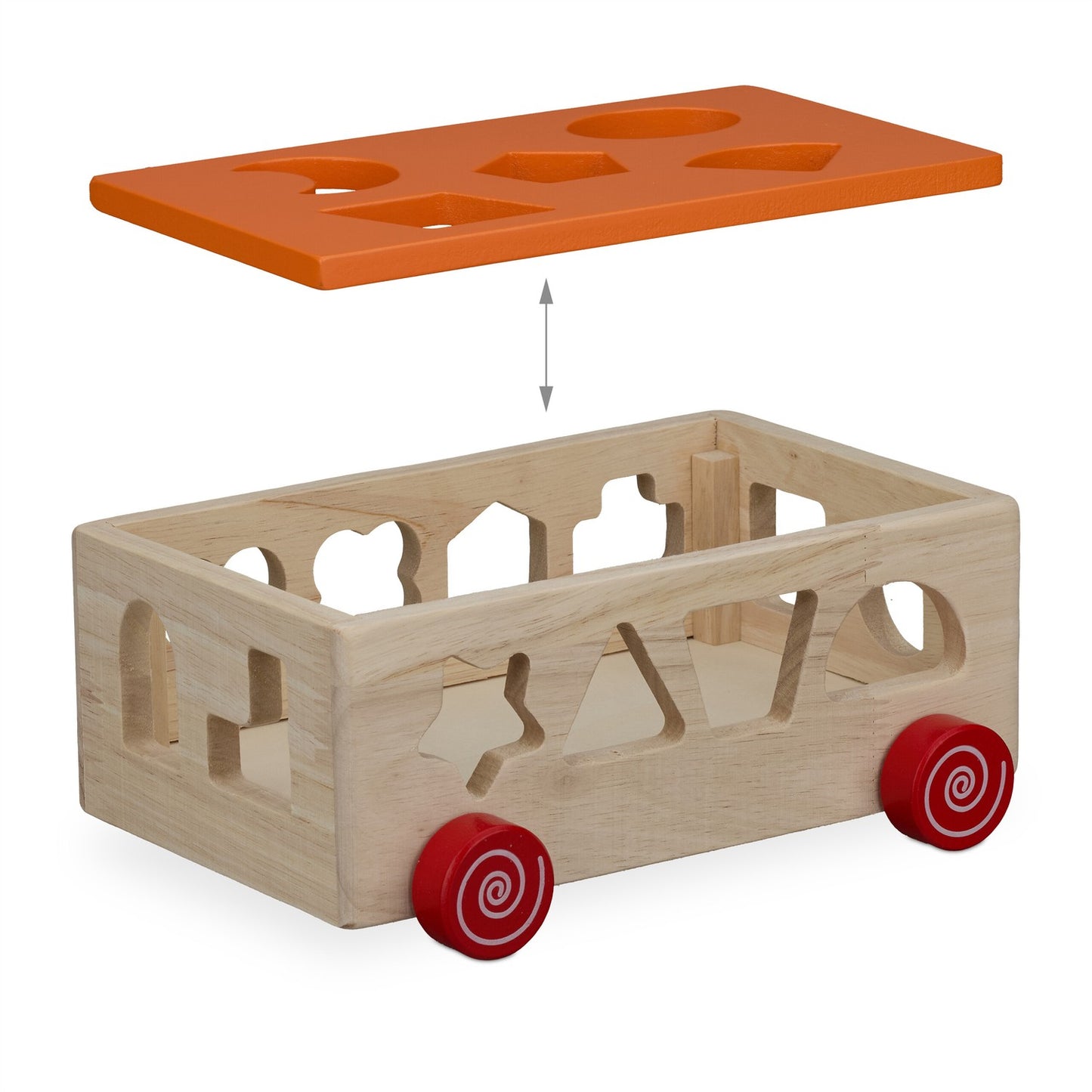 Wooden cube with 17 shapes