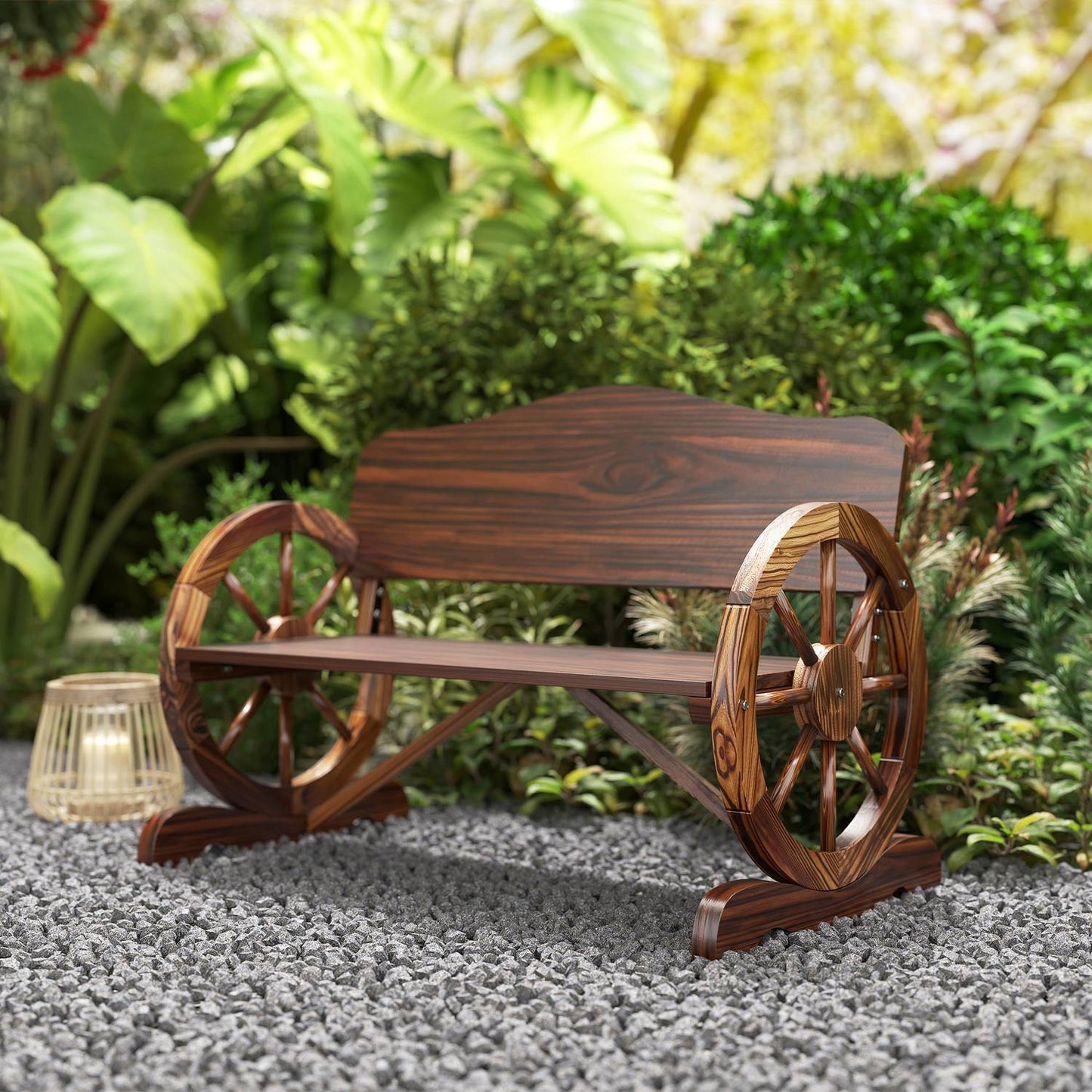 Garden bench with 2-seat wheels, weatherproof, limit of 240 kg