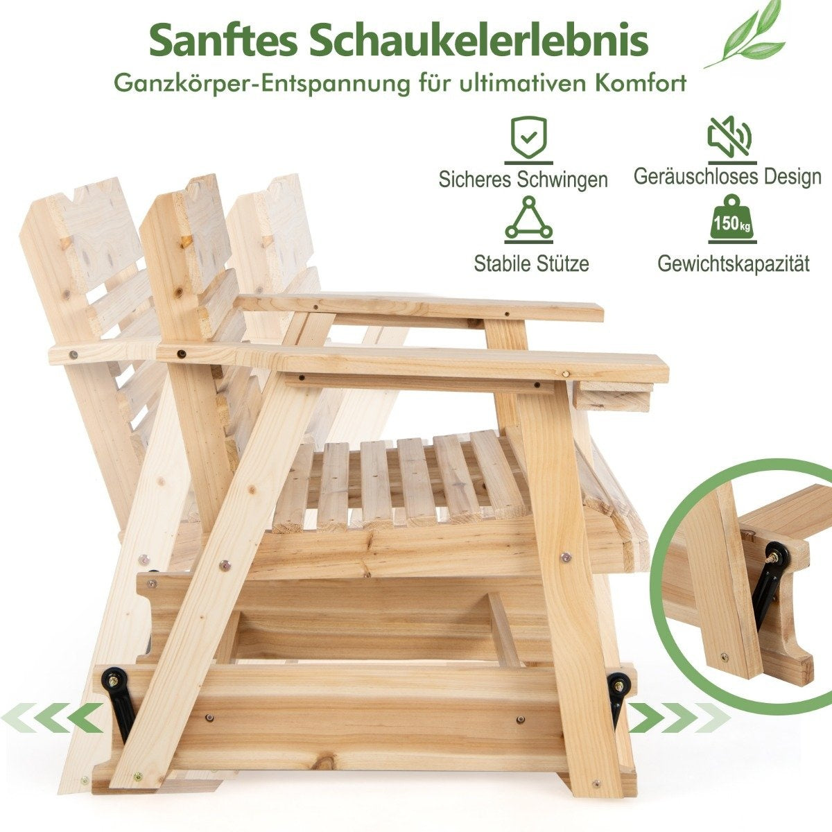 Wooden outdoor rocking chair 80 x 81 x 87 cm natural