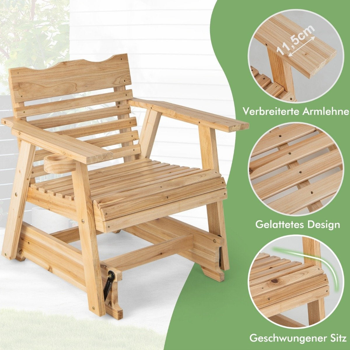 Wooden outdoor rocking chair 80 x 81 x 87 cm natural