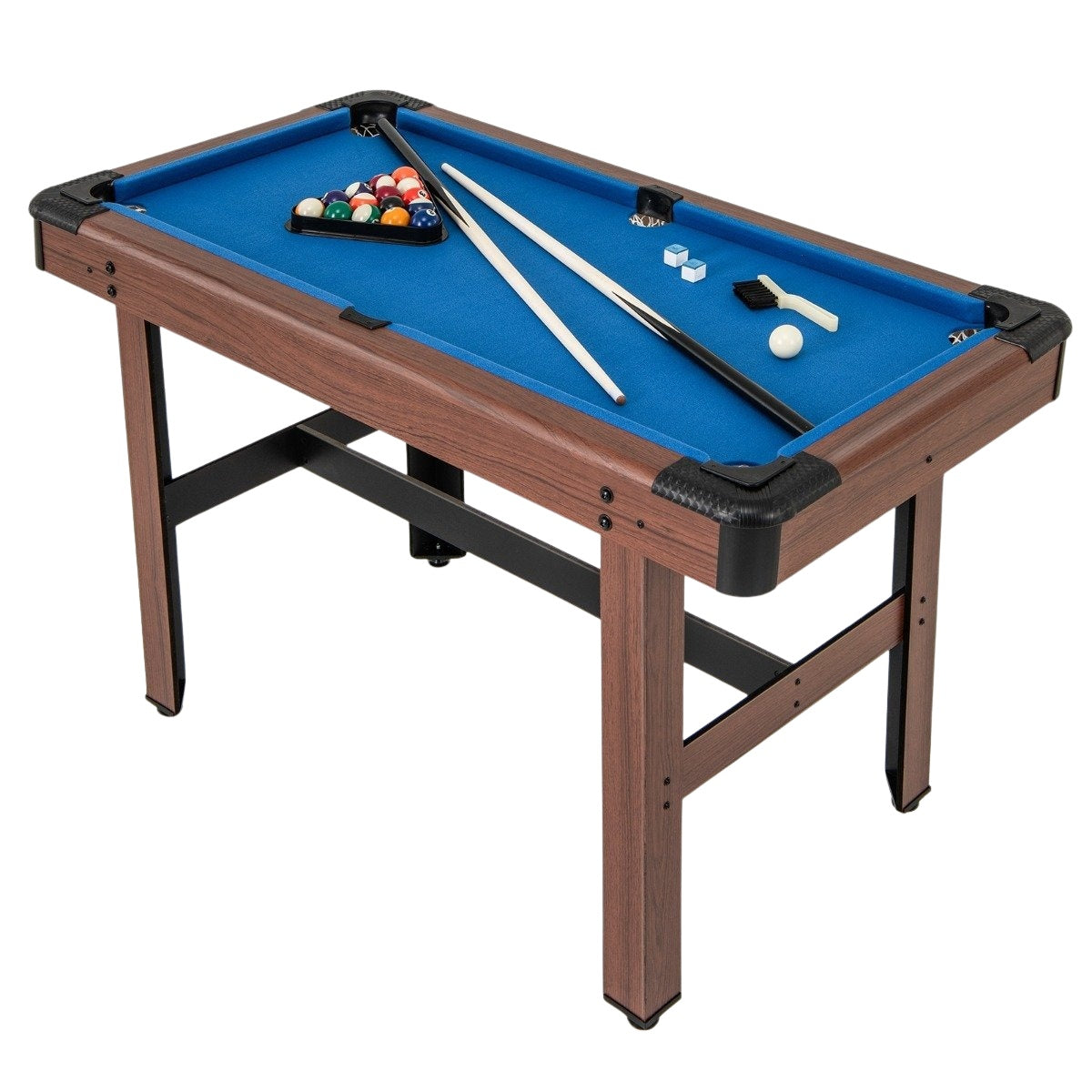 Wooden pool table with 2 cues 2 chalks & Triangle & Brush billiard table table billiard blue