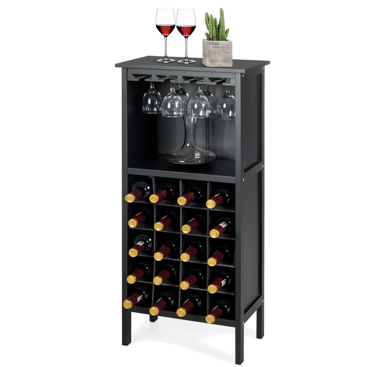 Wooden wine rack, bottle rack, wine stand, wooden shelf, wine cabinet, colonial style, black