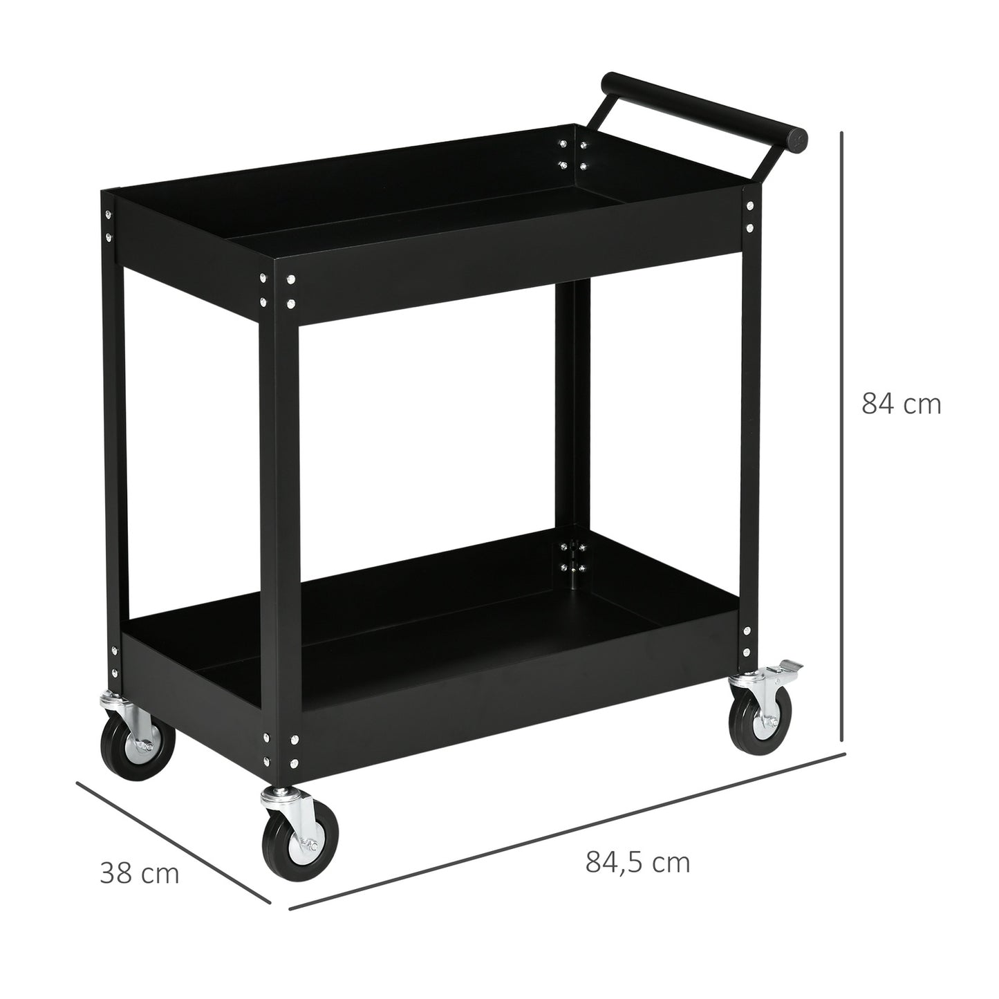 Workshop trolley, 2-level steel, 150 kg load capacity