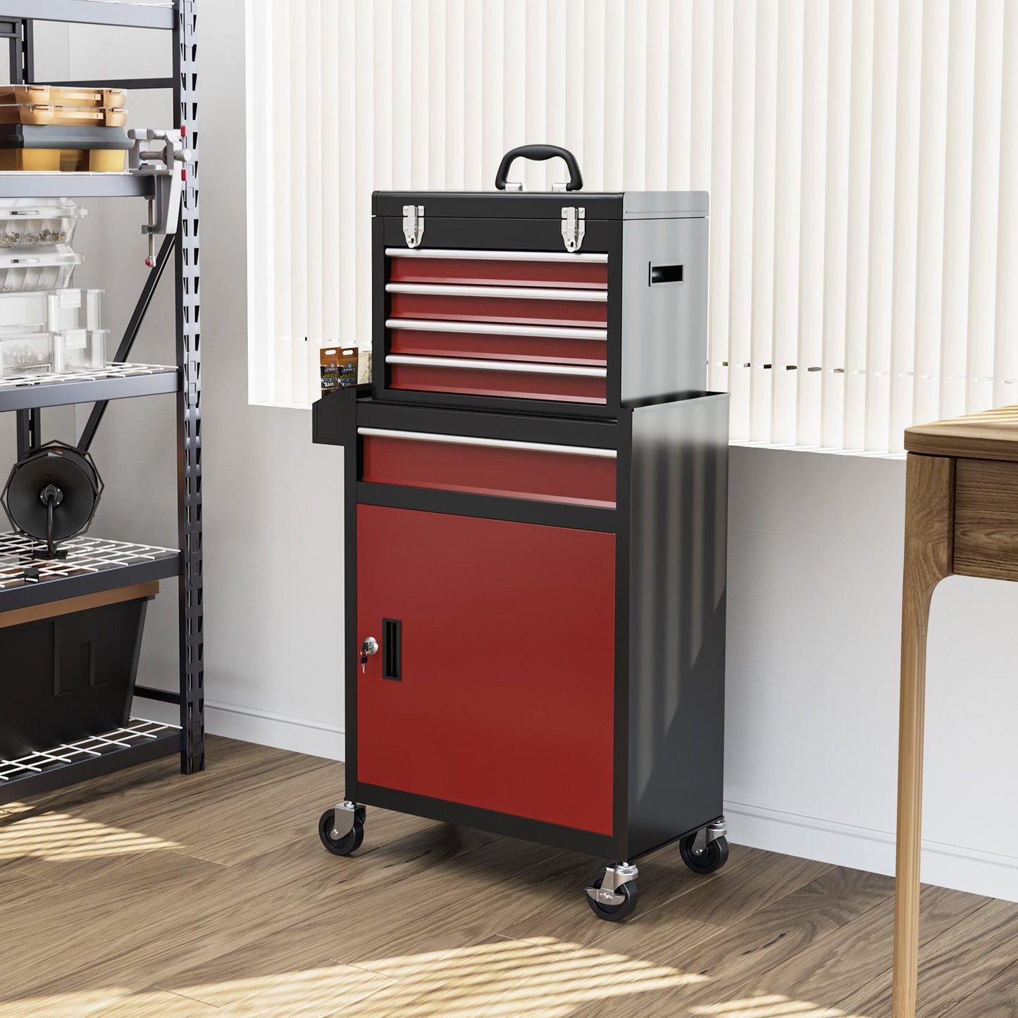 Mobile workshop trolley in steel, 5 drawers, Lockable, 130 kg load