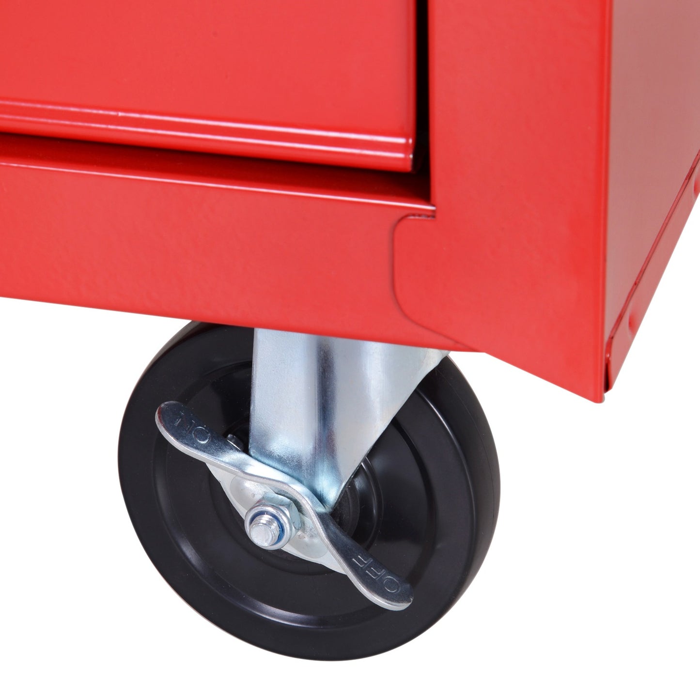 Workshop trolley with wheels, 5 drawers, Lockable, Red Steel