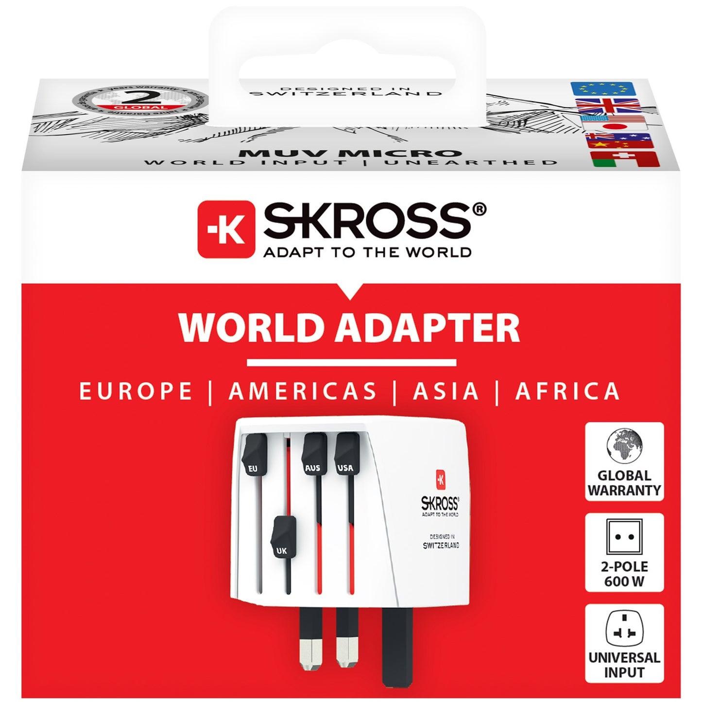 World travel adapter MUV Micro Ungrounded
