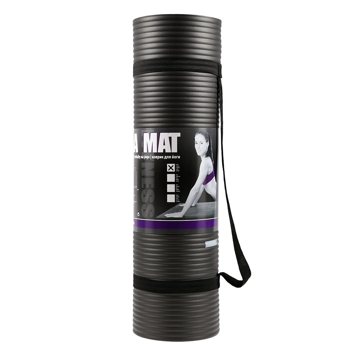 Yoga Mat, Non-Slip, Black, 12 mm Thickness