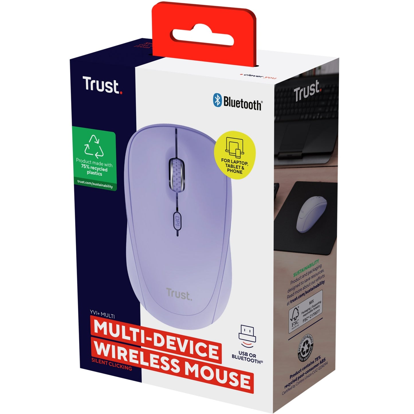 Yvi+ Wireless mouse Bluetooth / 2.4 GHz Purple