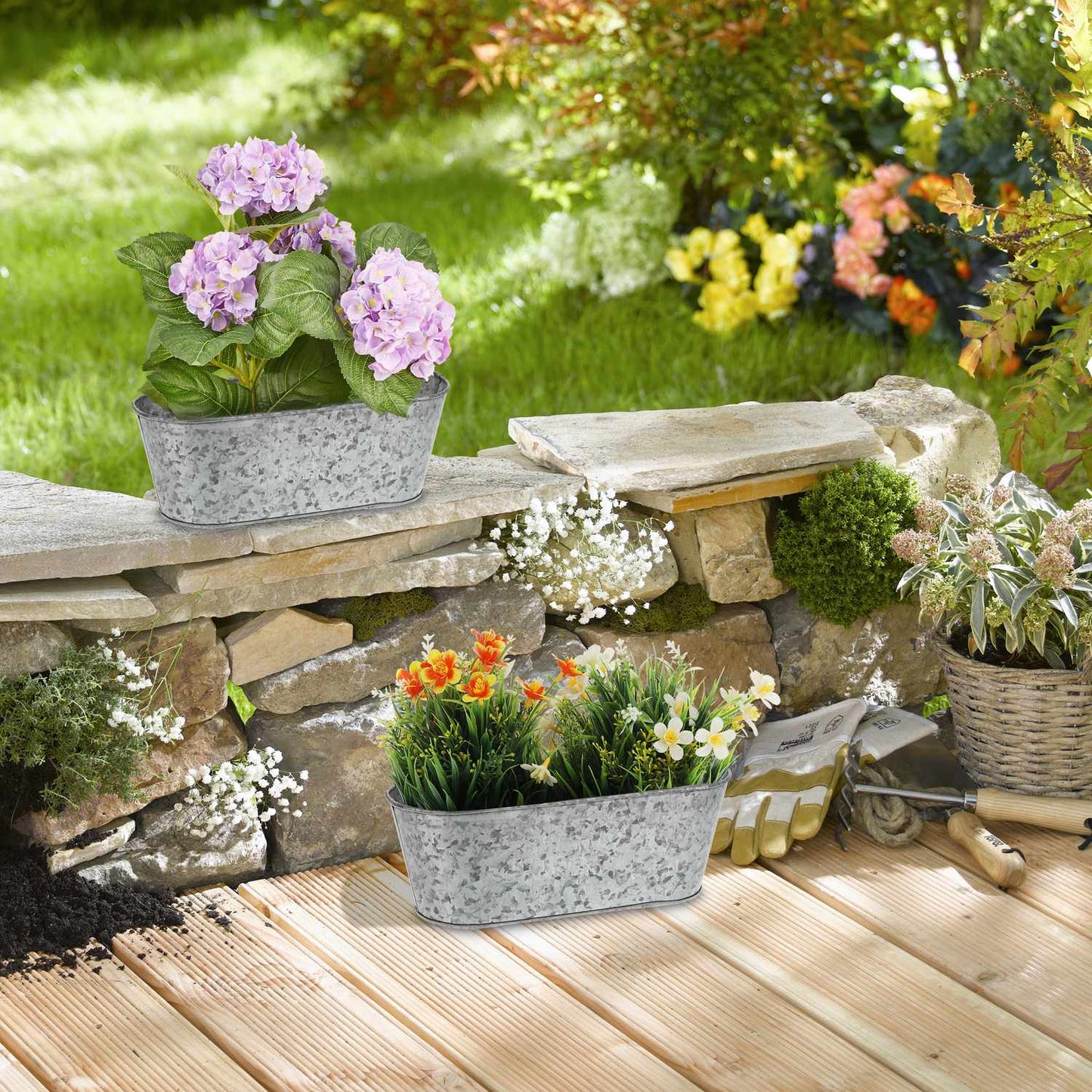 Zinc tub oval set of 6