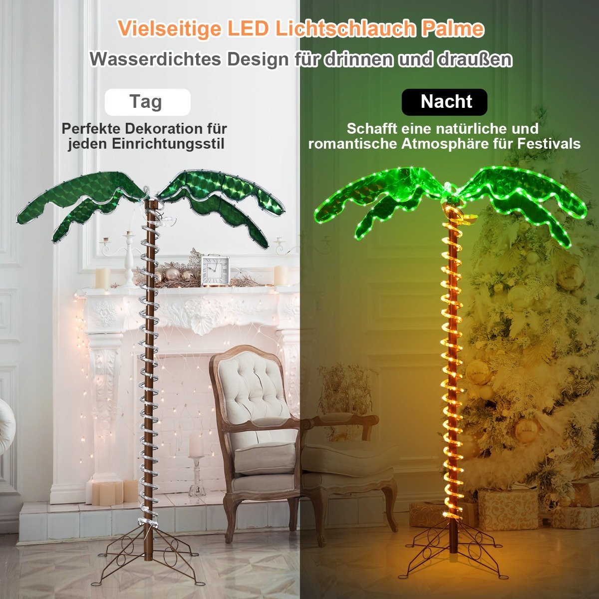 artificial illuminated palm tree with LED lights folding base LED palm tree 118 x 80 x 154 cm