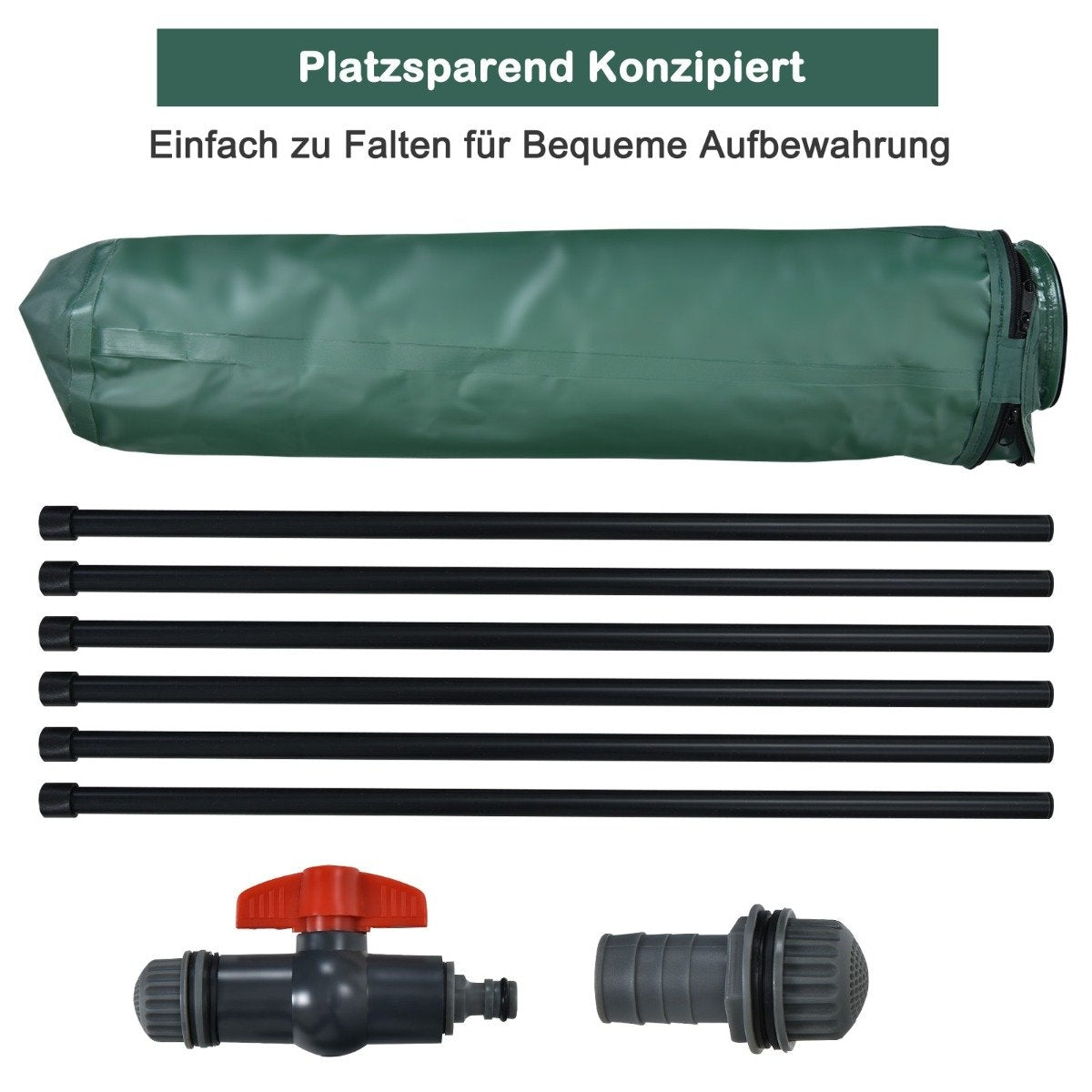 foldable rain barrel water storage 60cm x 60cm x 80cm dark green