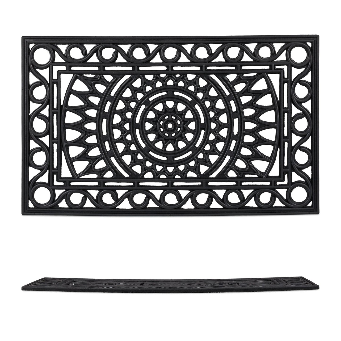 rectangular iron look rubber door mat