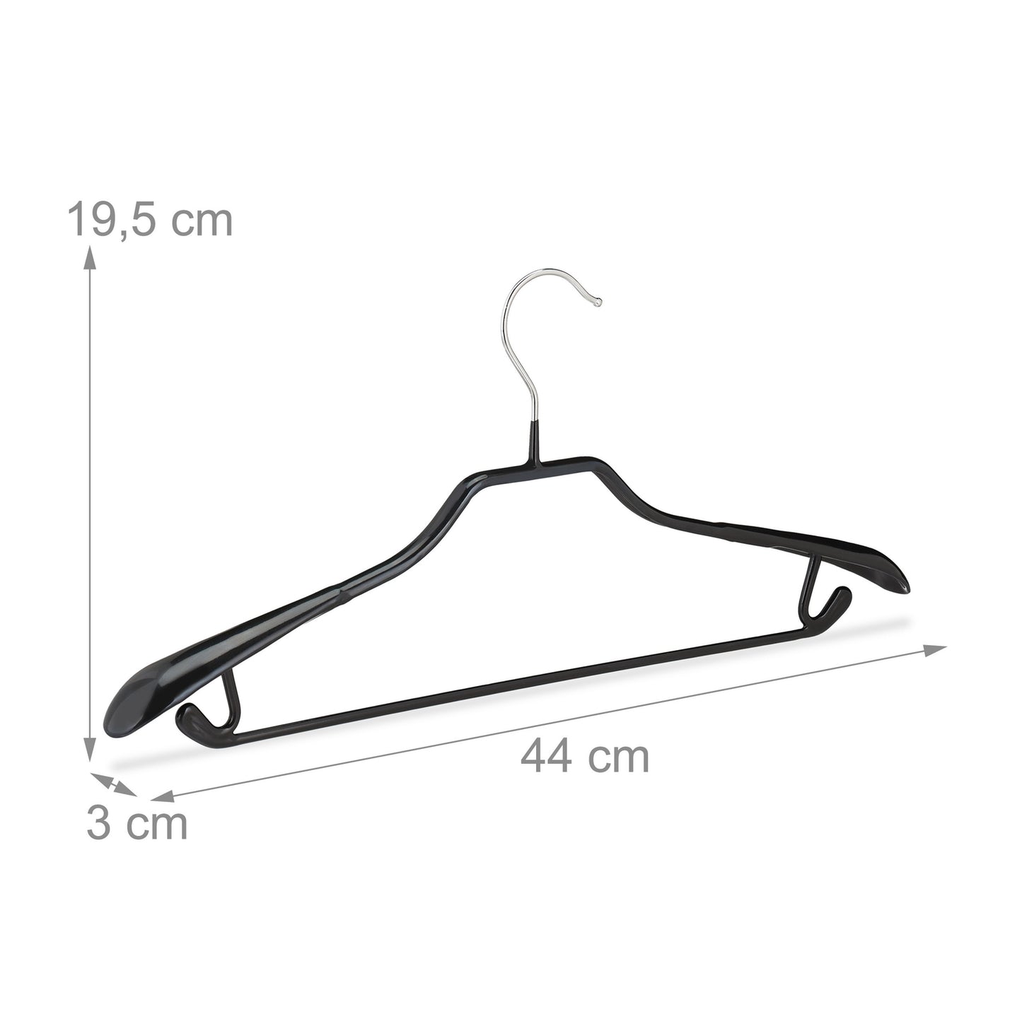 set of 10 black suit hangers with anti-slip