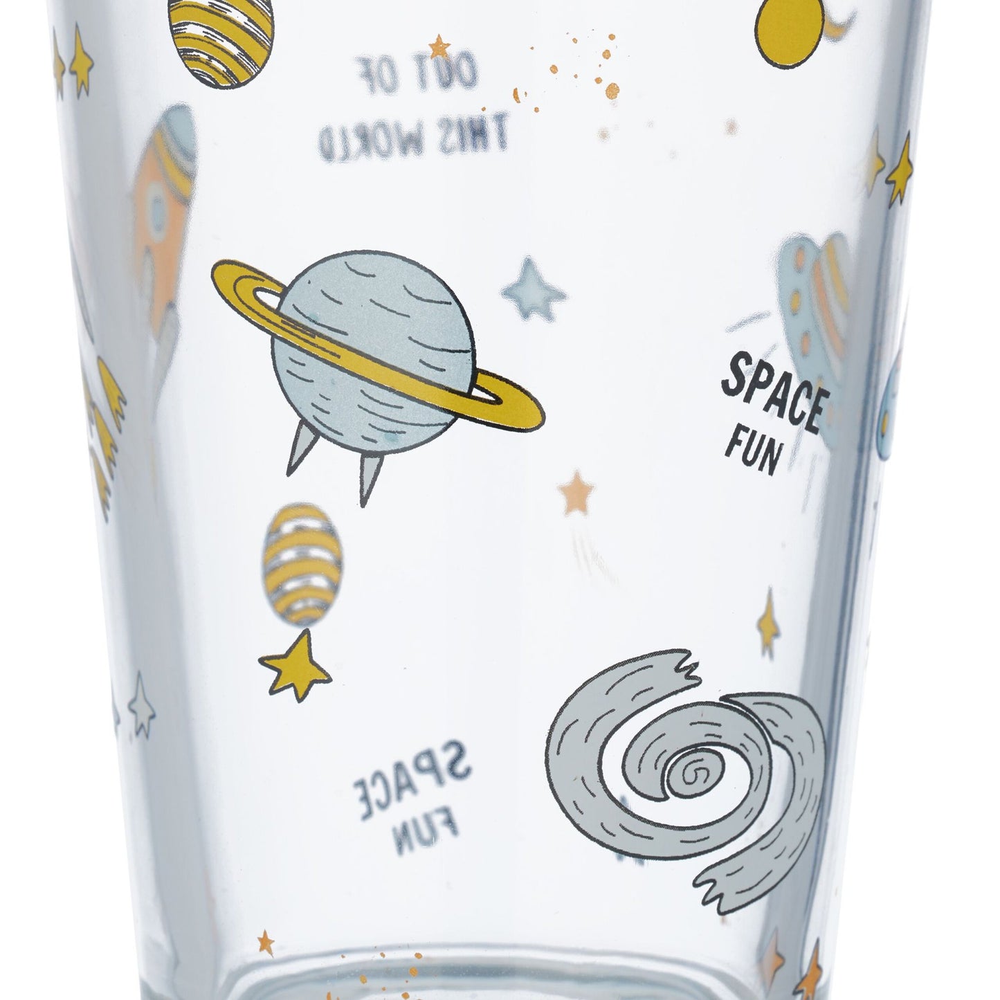 set of 4 children's glasses with a space motif