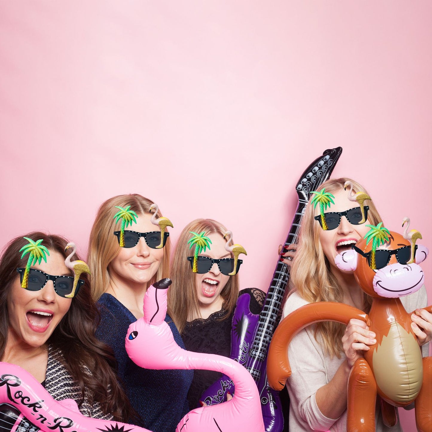 set of 5 party glasses flamingo and palm