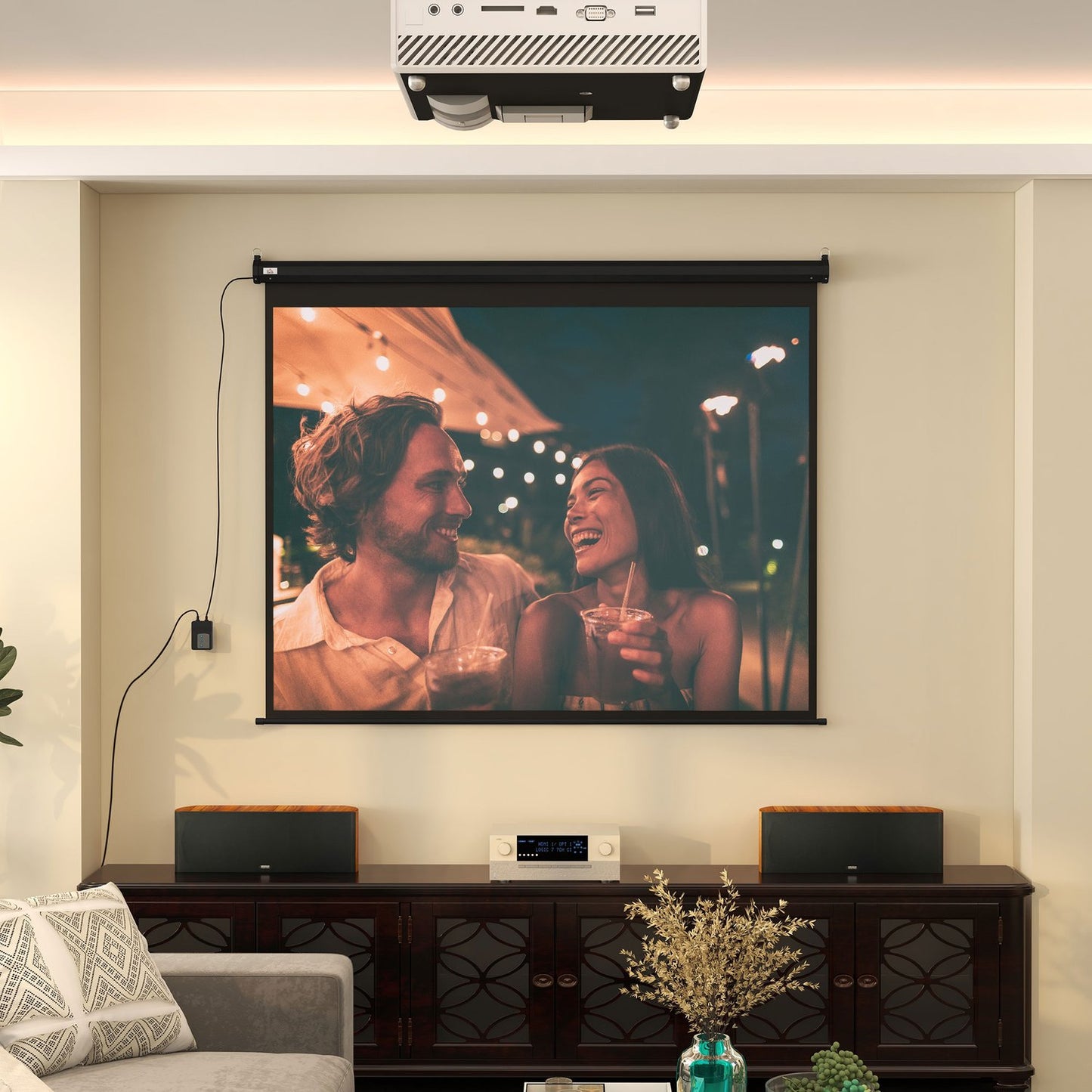 100-Inch Projector Screen, 4:3, 203x152 cm, Black