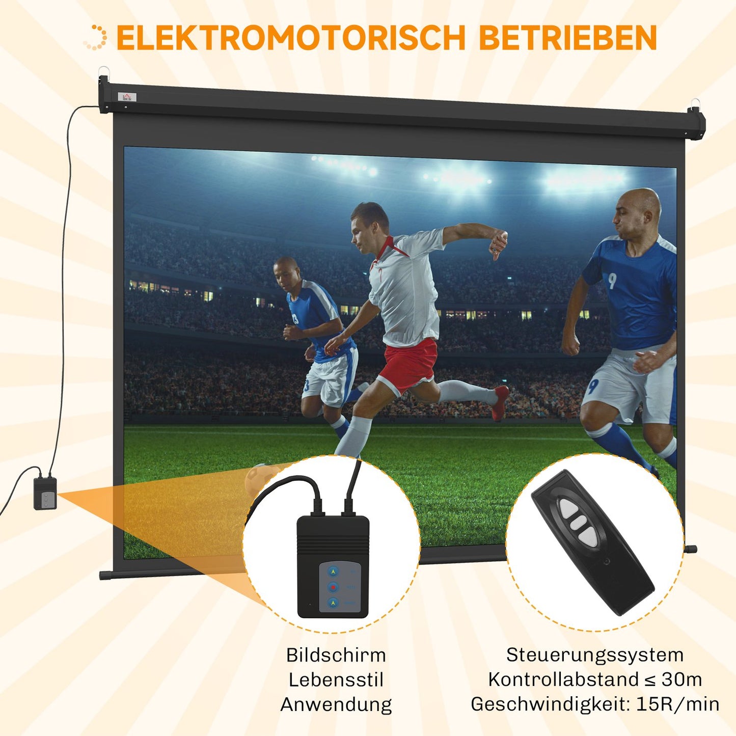 100-Inch Projector Screen, 4:3, 203x152 cm, Black
