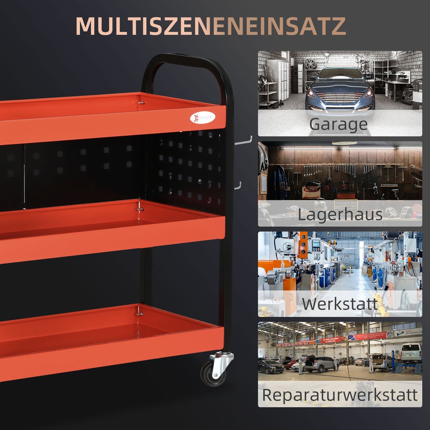 Red garage shelf - 100 kg load capacity