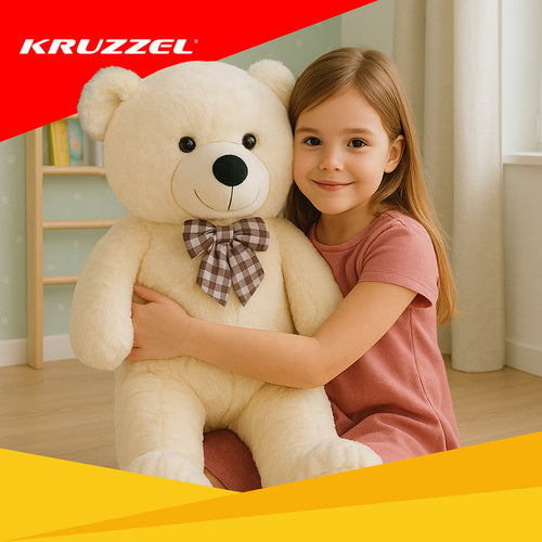 100cm Cream Teddy Bear with Bow – Soft Plush Toy