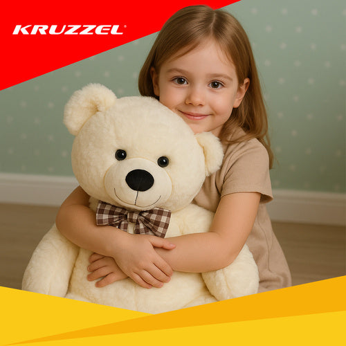 100cm Cream Teddy Bear with Bow – Soft Plush Toy