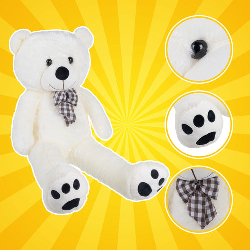 100cm Cream Teddy Bear with Bow – Soft Plush Toy