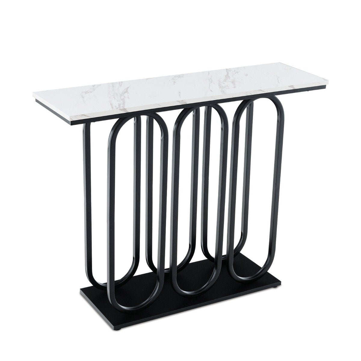 100cm Faux Marble Console Table with Adjustable Foot Pads & Metal Frame & Anti-tip Sets