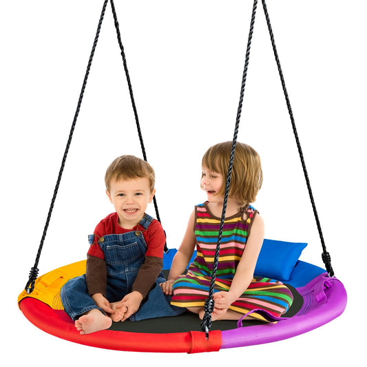 Ø100 cm swing with 100 - 180 cm adjustable rope saucer tree swing colorful