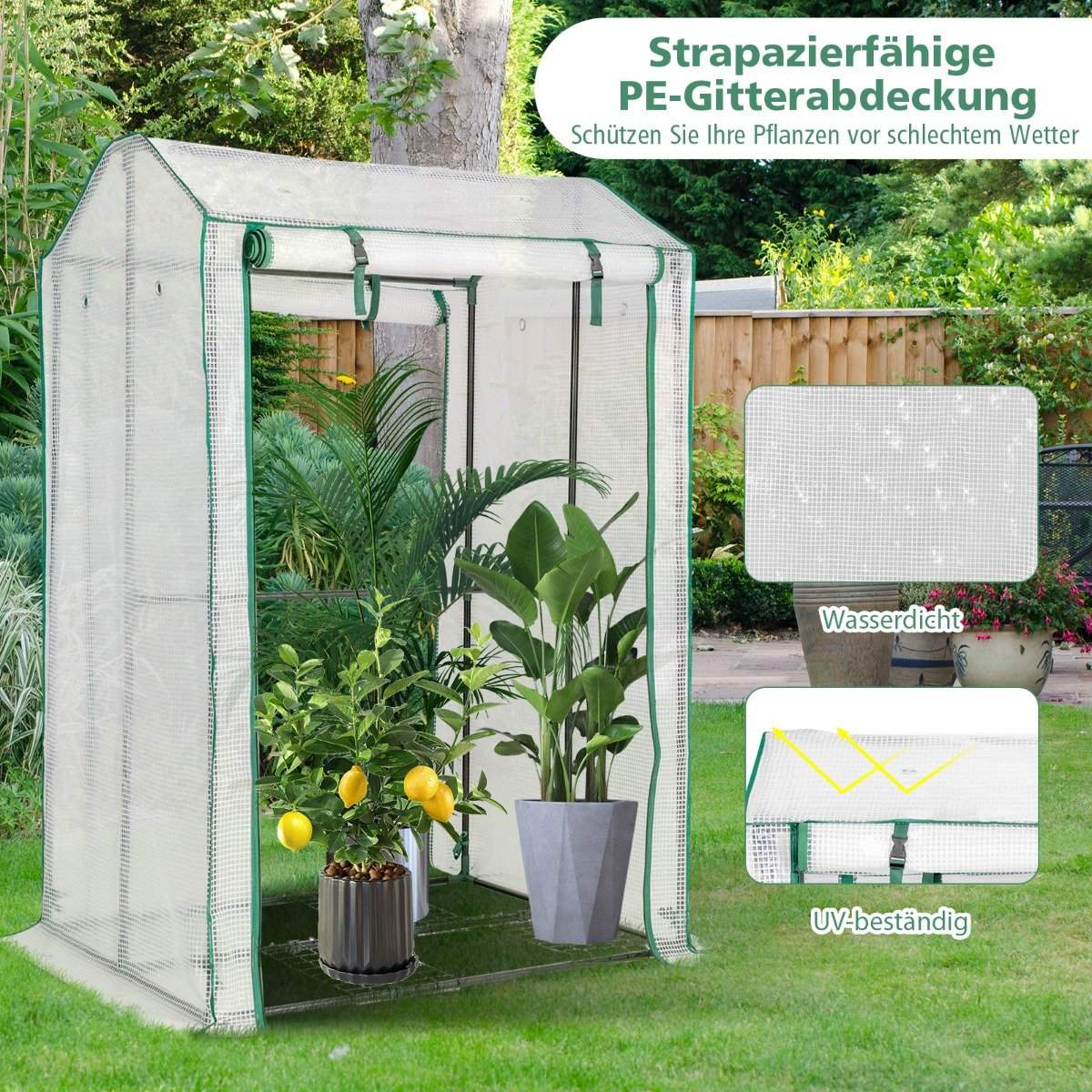 100 x 81 x 150 cm outdoor greenhouse garden greenhouse with 2 roll-up doors