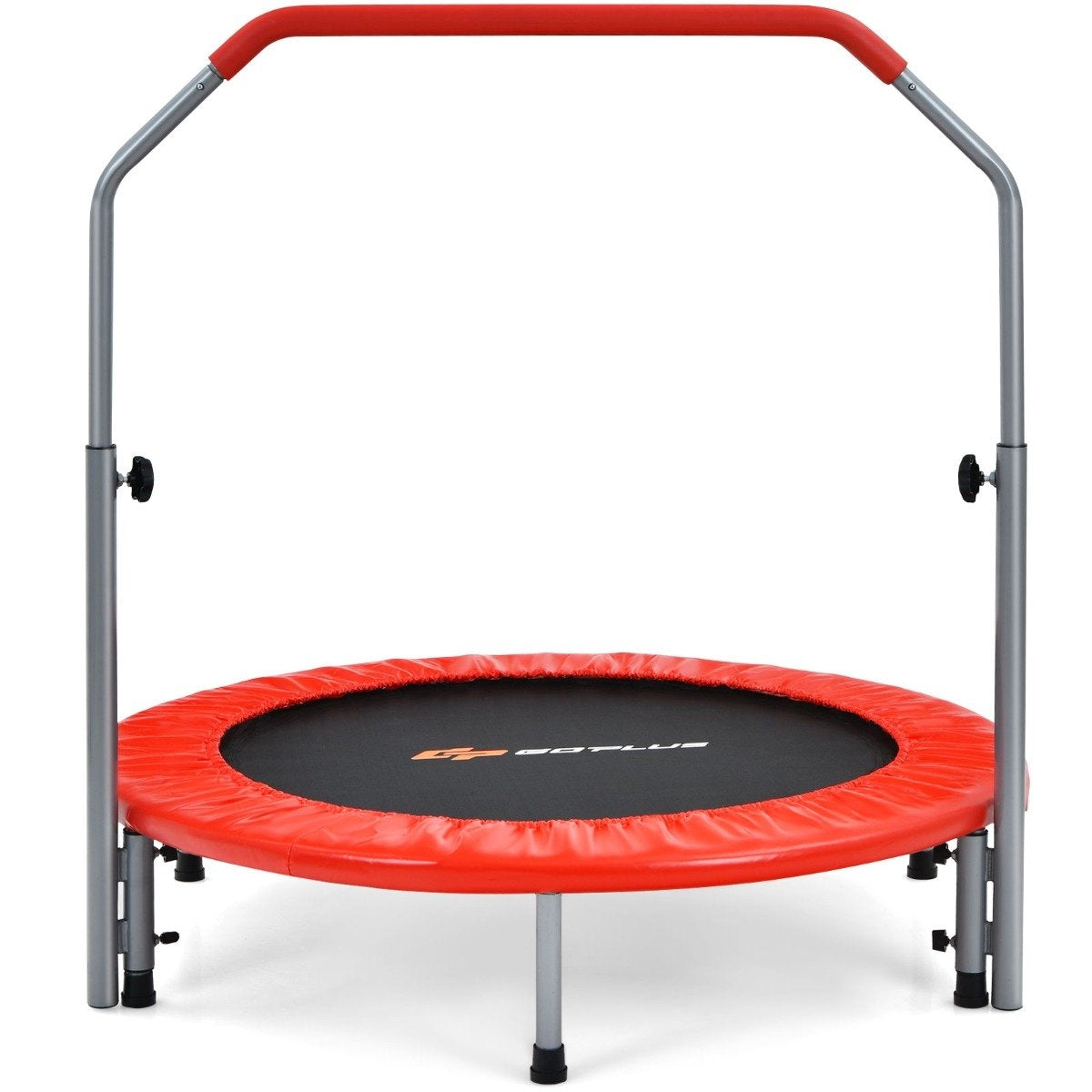 Ø101 cm folding mini trampoline with height-adjustable handle fitness trampoline red