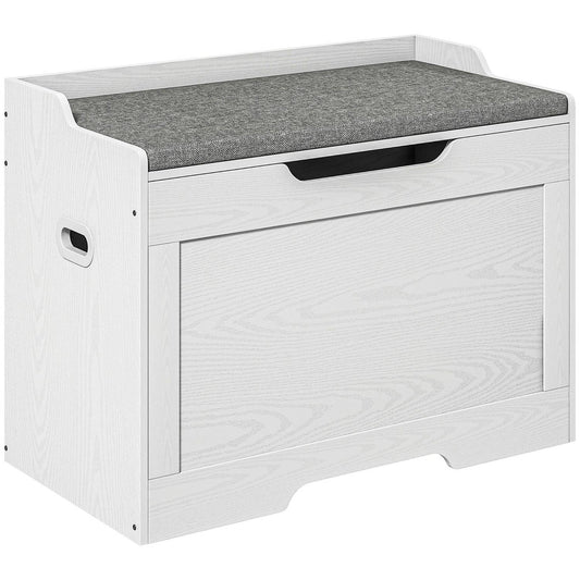 White 103L storage chest with lid and removable cushion