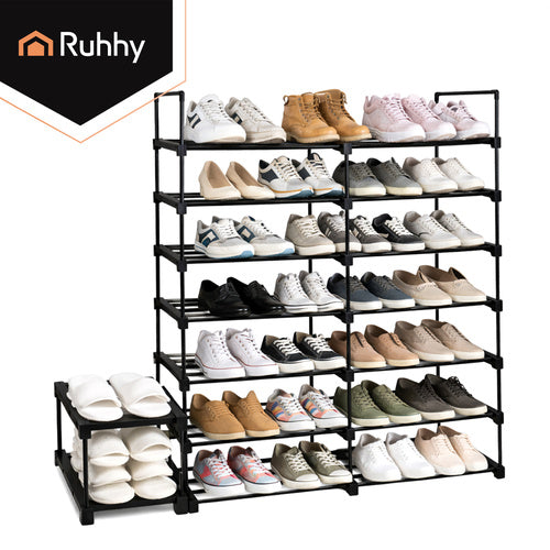 10-Level Shoe Rack, 20 Pairs, 45x30x174 cm, Black