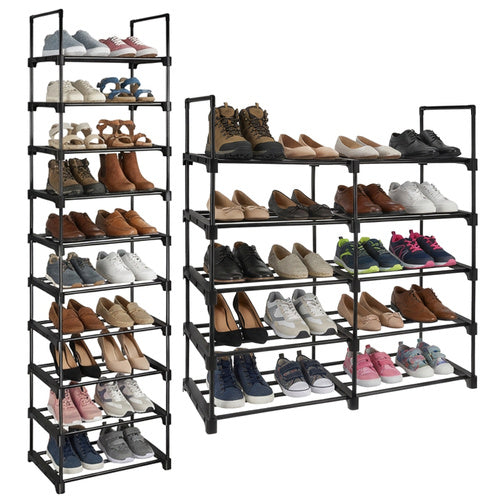 10-Level Shoe Rack, 20 Pairs, 45x30x174 cm, Black