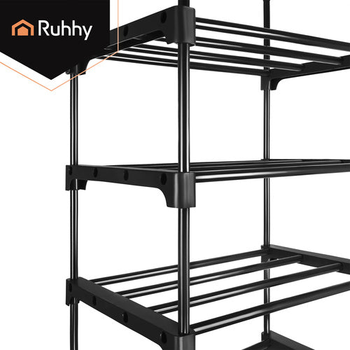 10-Level Shoe Rack, 20 Pairs, 45x30x174 cm, Black