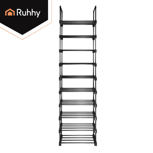 10-Level Shoe Rack, 20 Pairs, 45x30x174 cm, Black