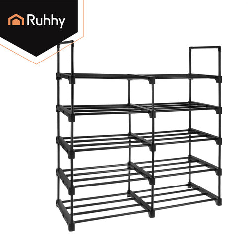 10-Level Shoe Rack, 20 Pairs, 45x30x174 cm, Black