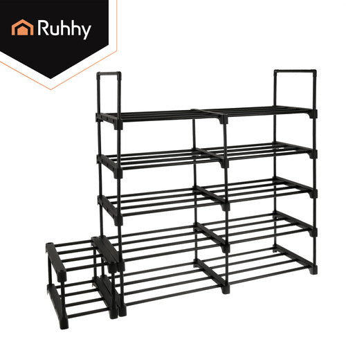 10-Level Shoe Rack, 20 Pairs, 45x30x174 cm, Black