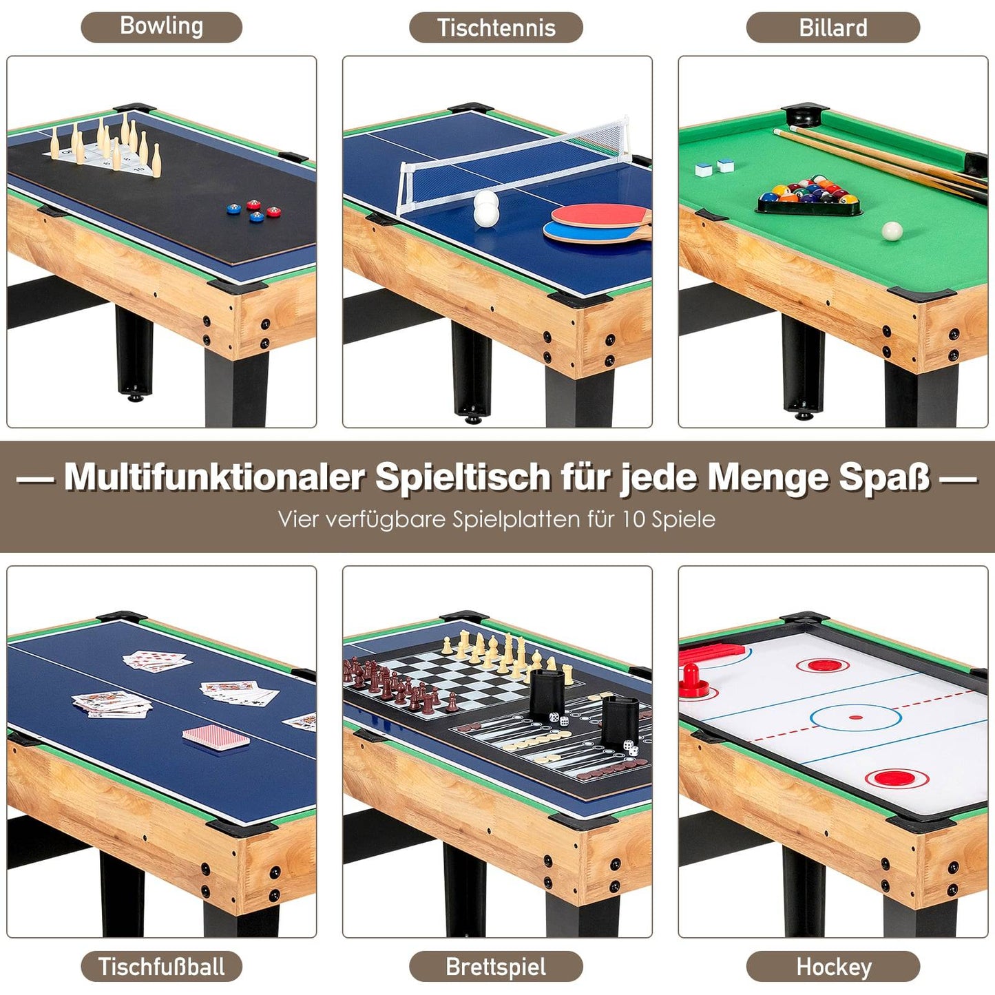 10-in-1 Multi-Game Table: Foosball, Hockey, Billiards