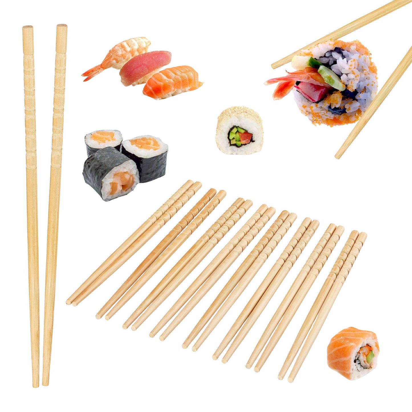 10 pairs of bamboo chopsticks
