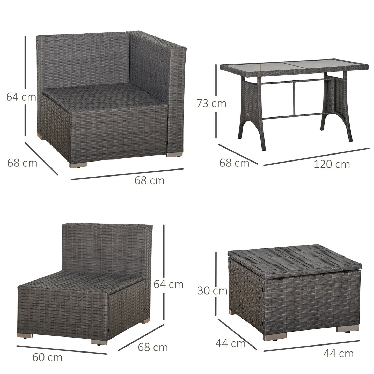 10-piece dark gray rattan patio set with cushions