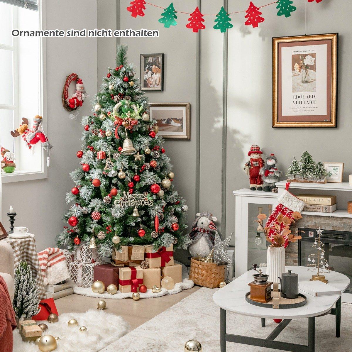 Ø110 x 185 cm Illuminated Christmas tree with pine needles green + white