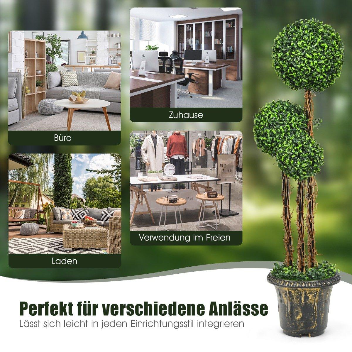 115 cm artificial plant with pot & 3 balls artificial tree, artificial decorative plant, green plants