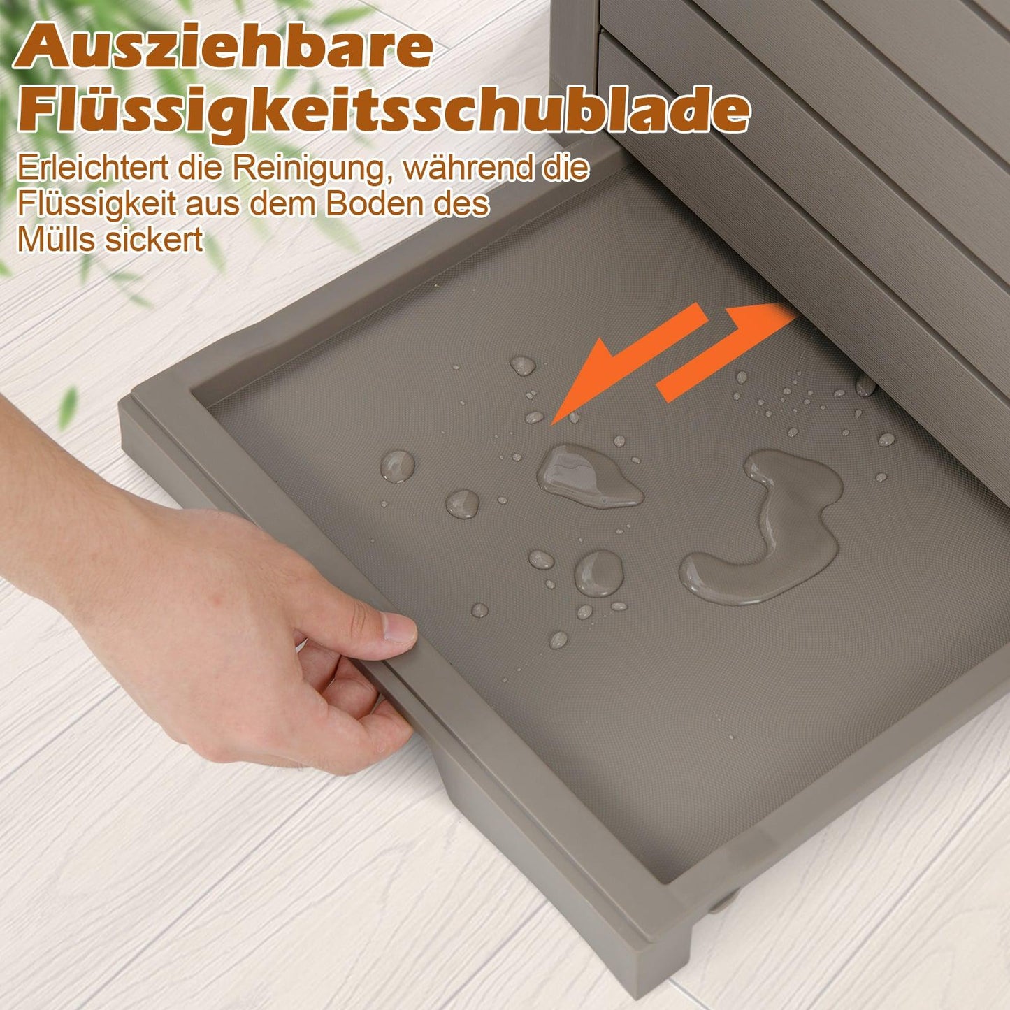 118L Outdoor Trash Can Set with Lid & Liquid Tray