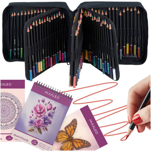 120-Color Crayon Art Set with Sketchbook & Case