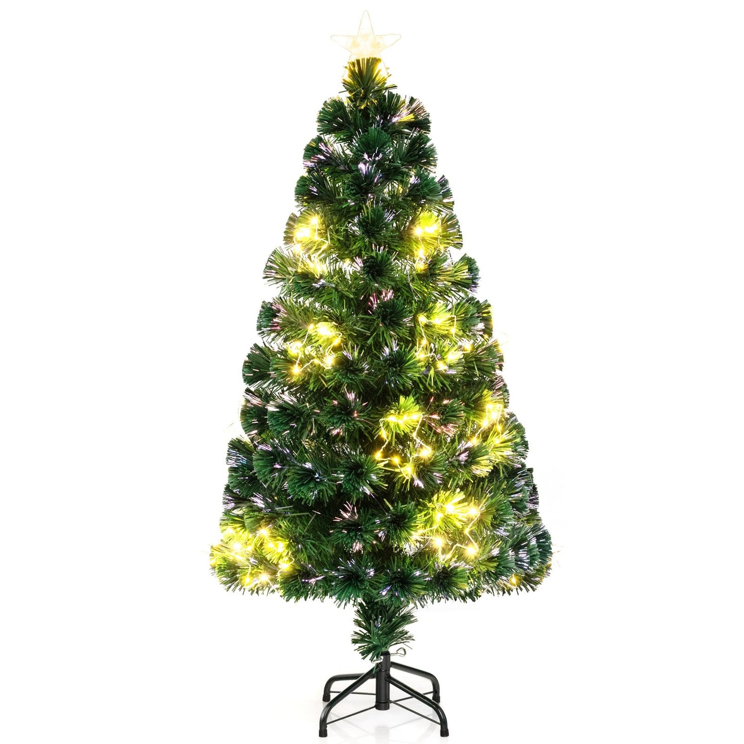 120cm Fiber Optic Christmas Tree with Lights, PVC, Stable Base