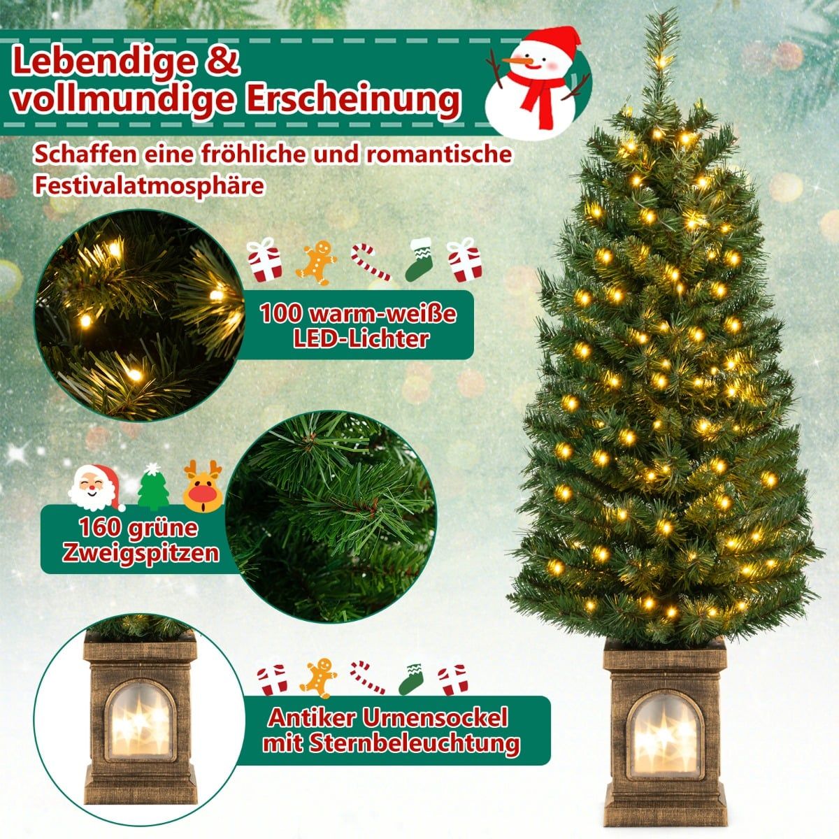 120 cm Pre-Lit Artificial Christmas Tree with Timer