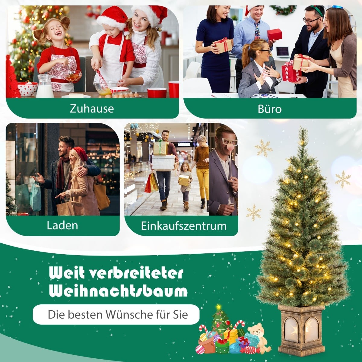 120 cm Pre-Lit Artificial Christmas Tree with Timer