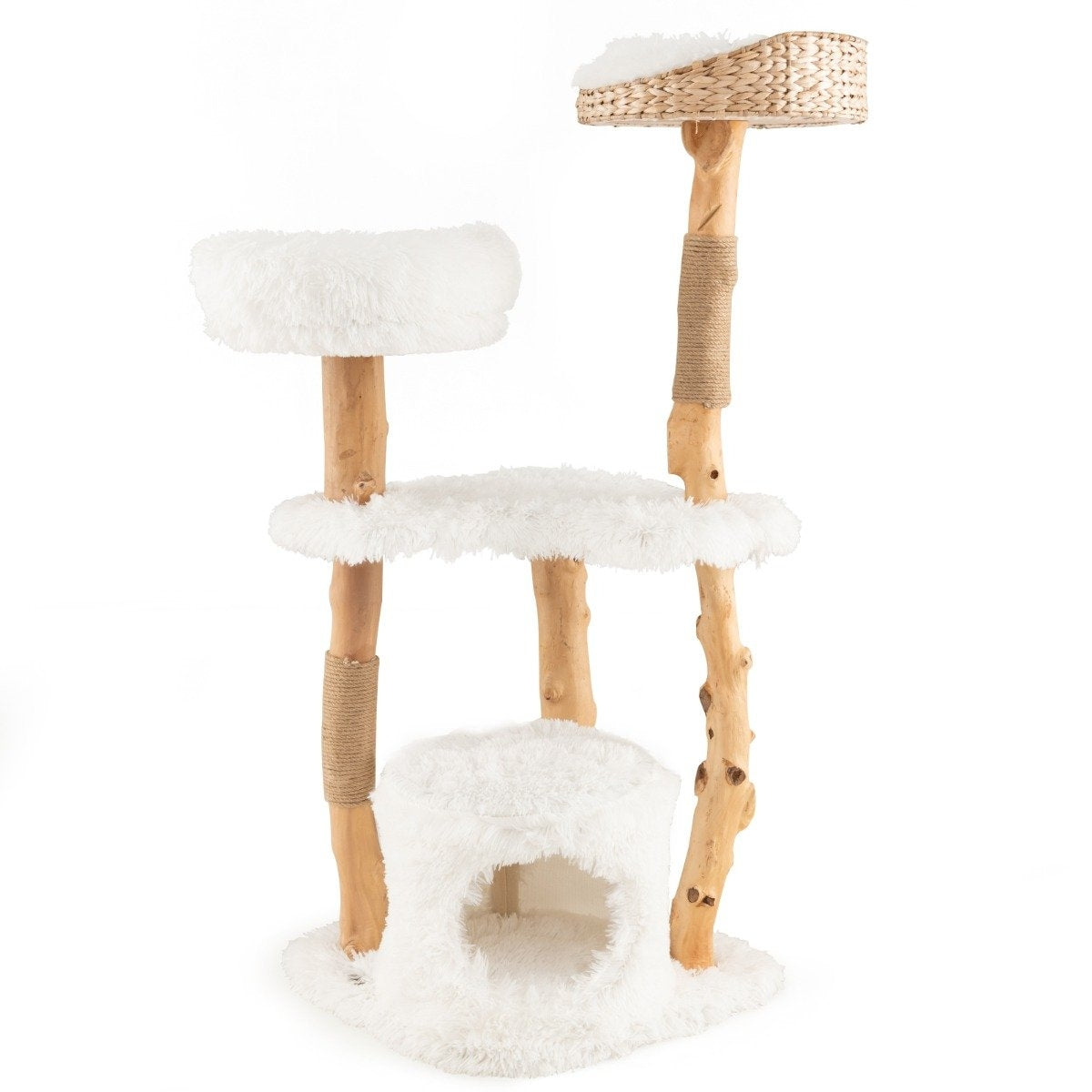 124 cm Wooden Cat Tree with Jute Scratching Posts