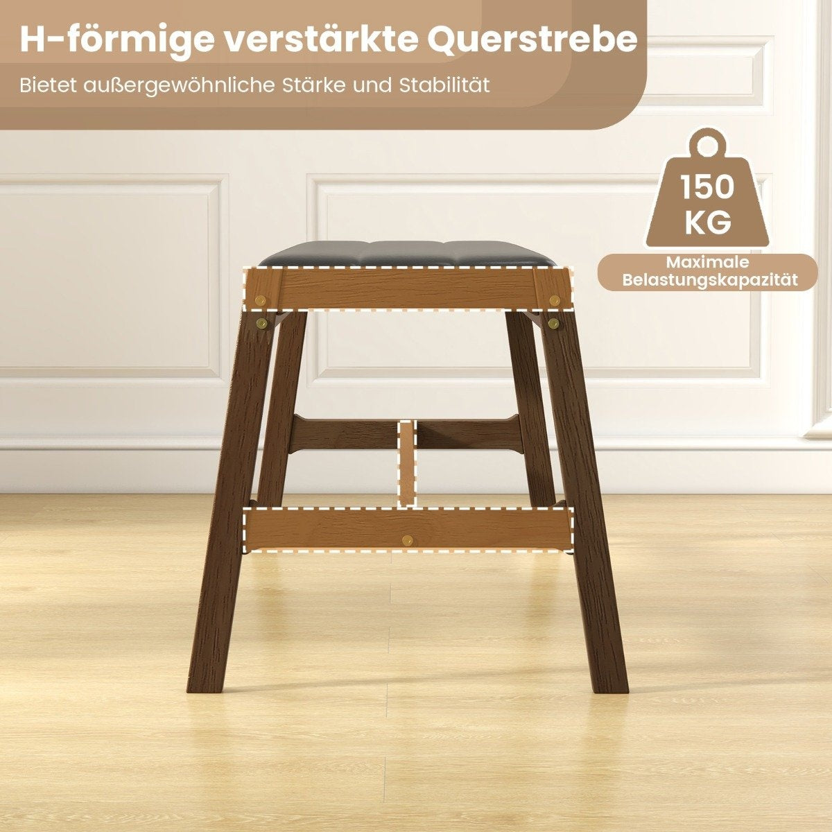 127cm rubber wood bench with seat cushion made of faux leather dining room bench upholstered bench walnut
